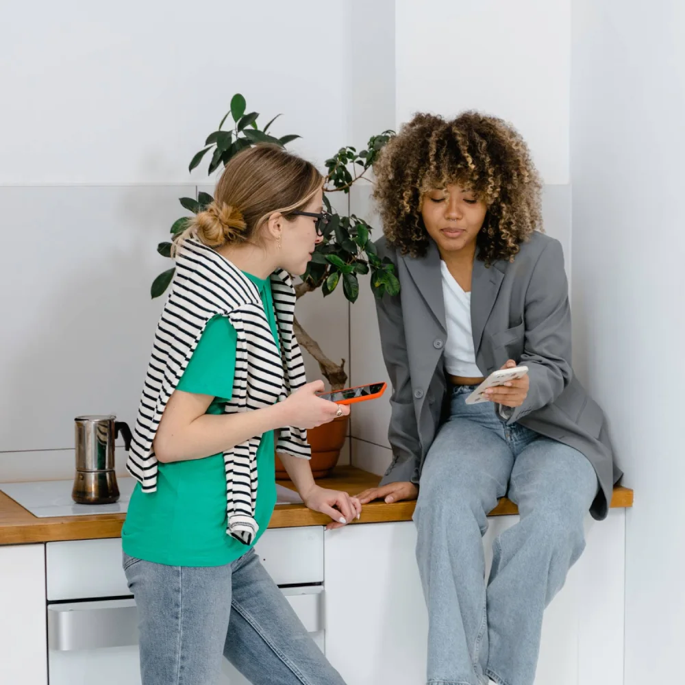 People working together on a shared business task
